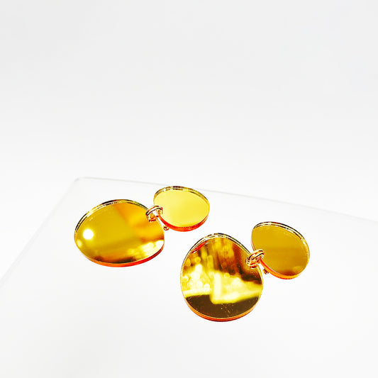 Woman Star - Perspex Mirror Drop Earrings in Gold