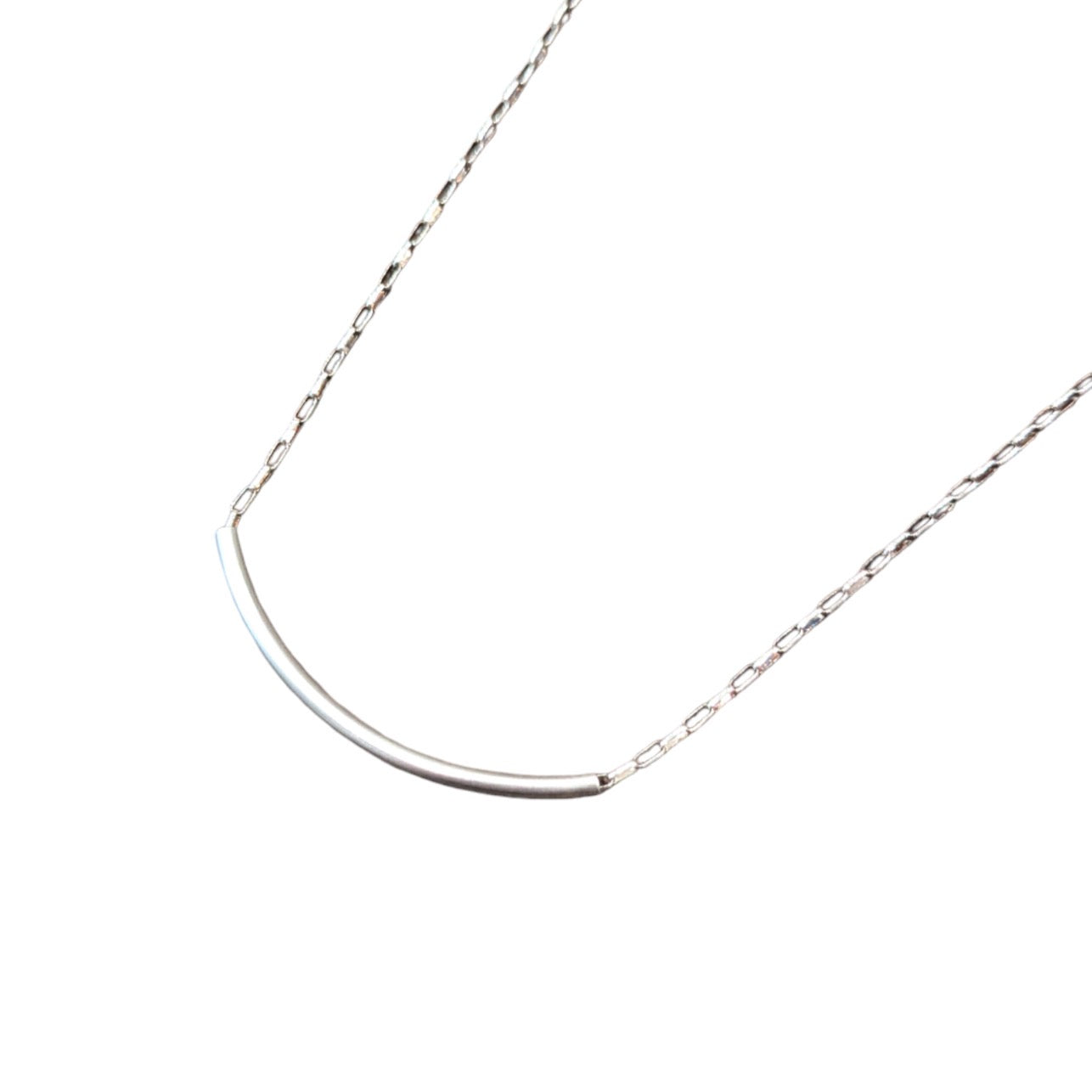Silver Crescent Pendant - Link Chain
