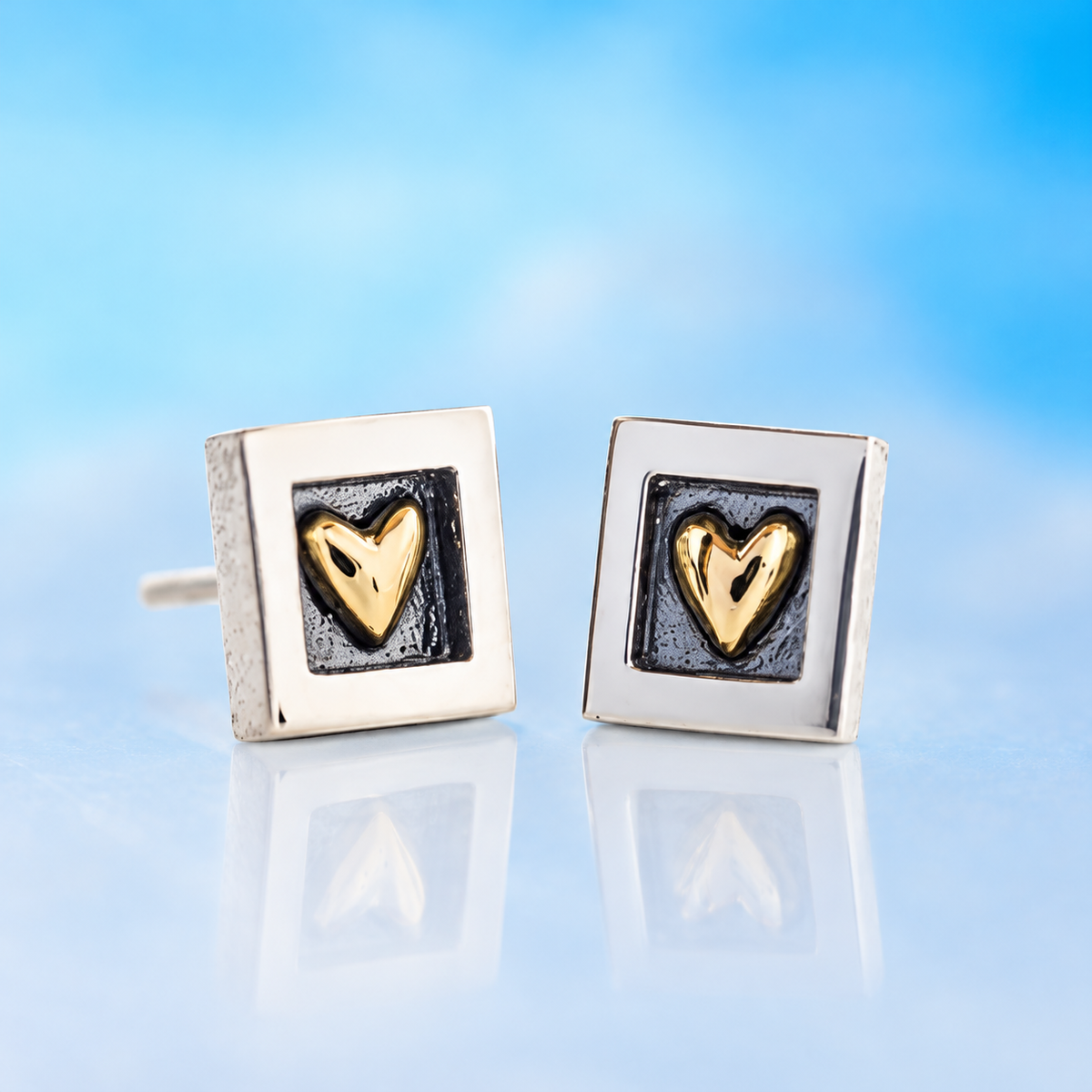 HEART OF GOLD MINI Stud Earrings (Silver & Gold)