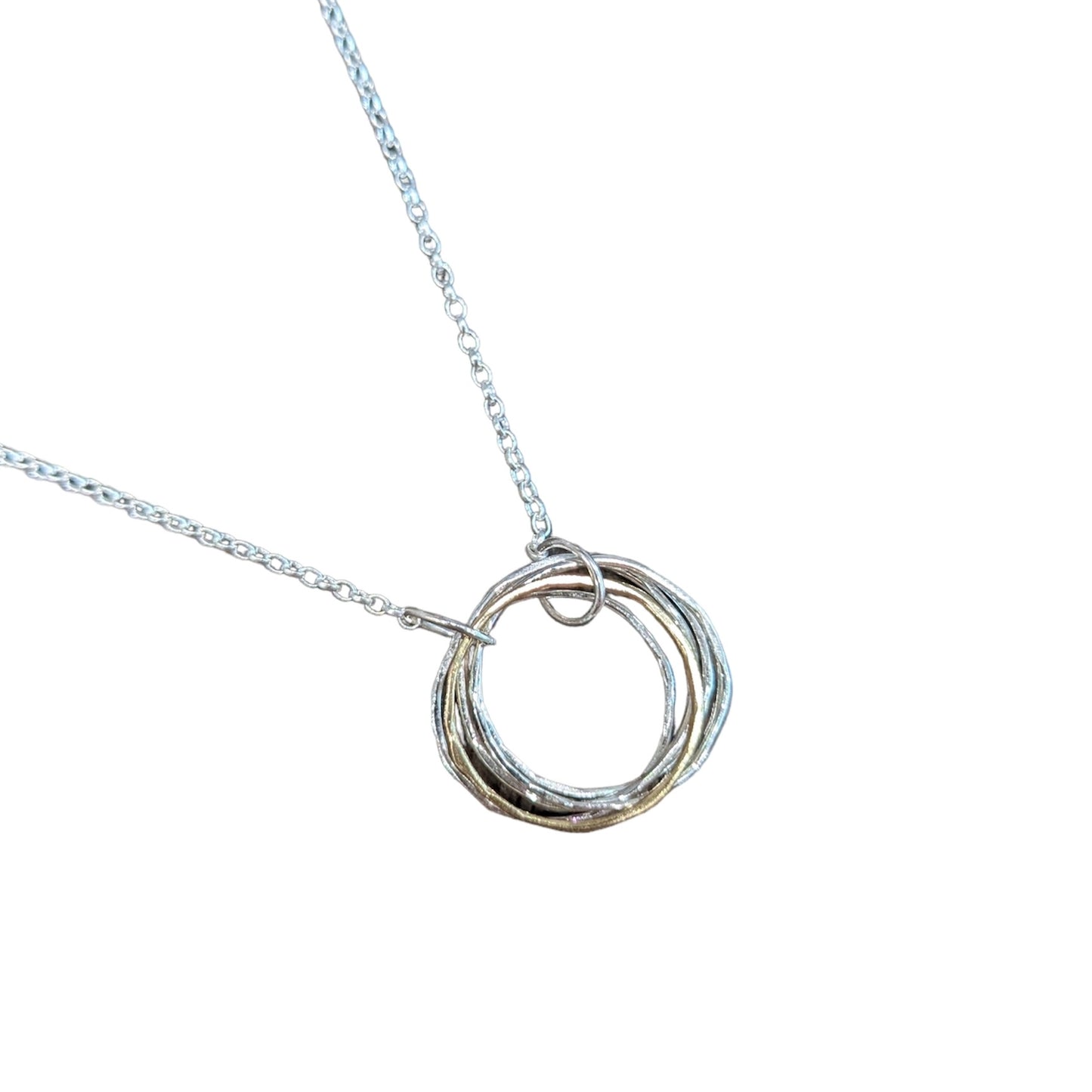 DOORUS - Silver + Gold Plate Hammered Ring Necklace - Made in Ireland