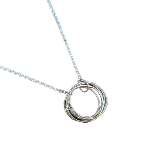 DOORUS - Silver + Gold Plate Hammered Ring Necklace - Made in Ireland