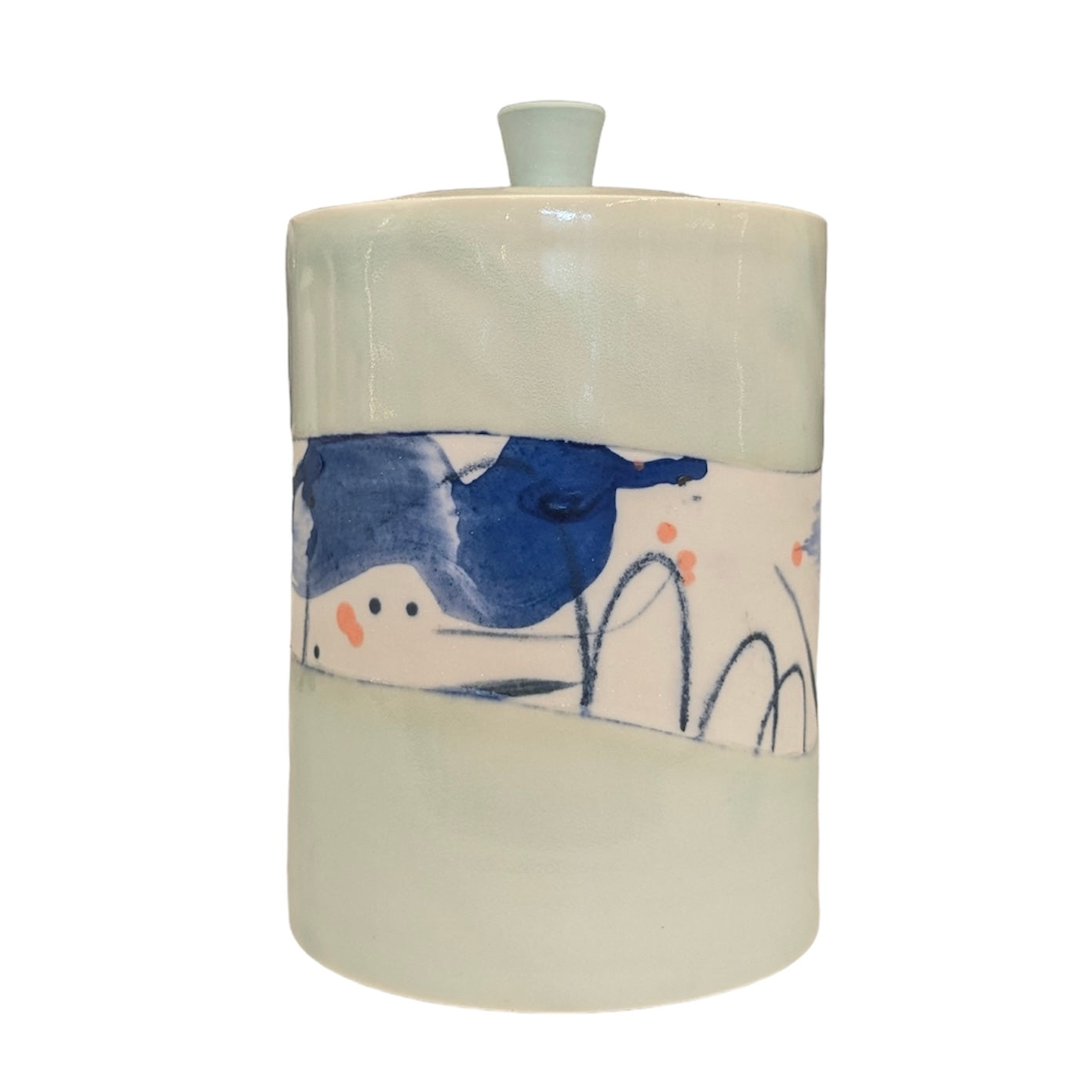 Medium Lidded Jar (Duck Egg Lid #1) - Adam Frew Ceramics