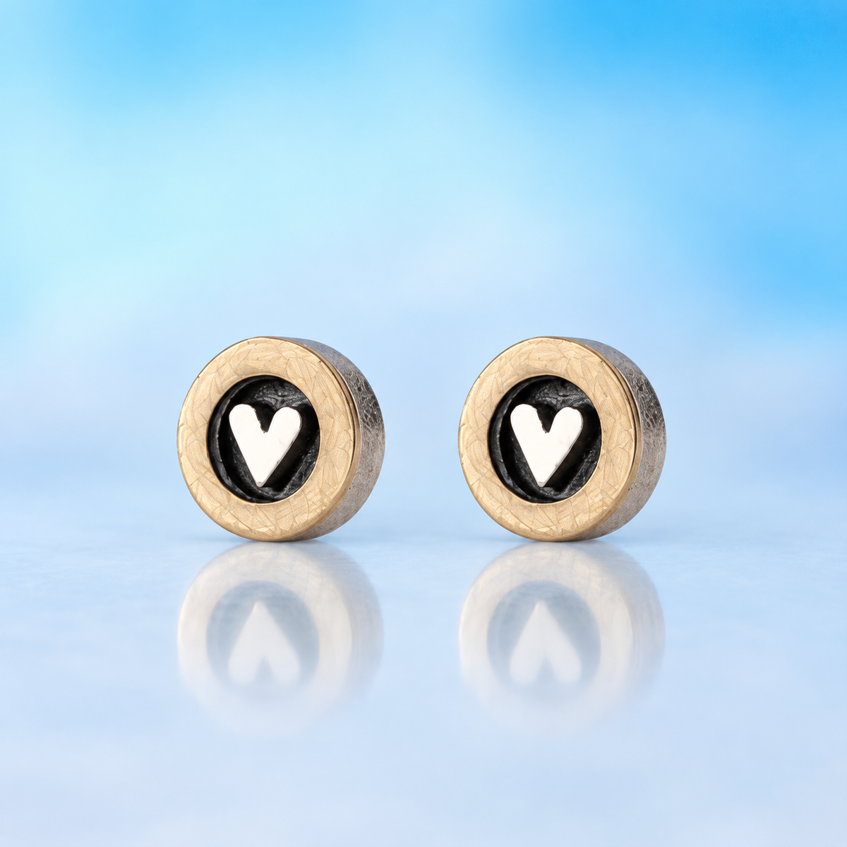 FROM THE HEART Stud Earrings (Silver & Gold)