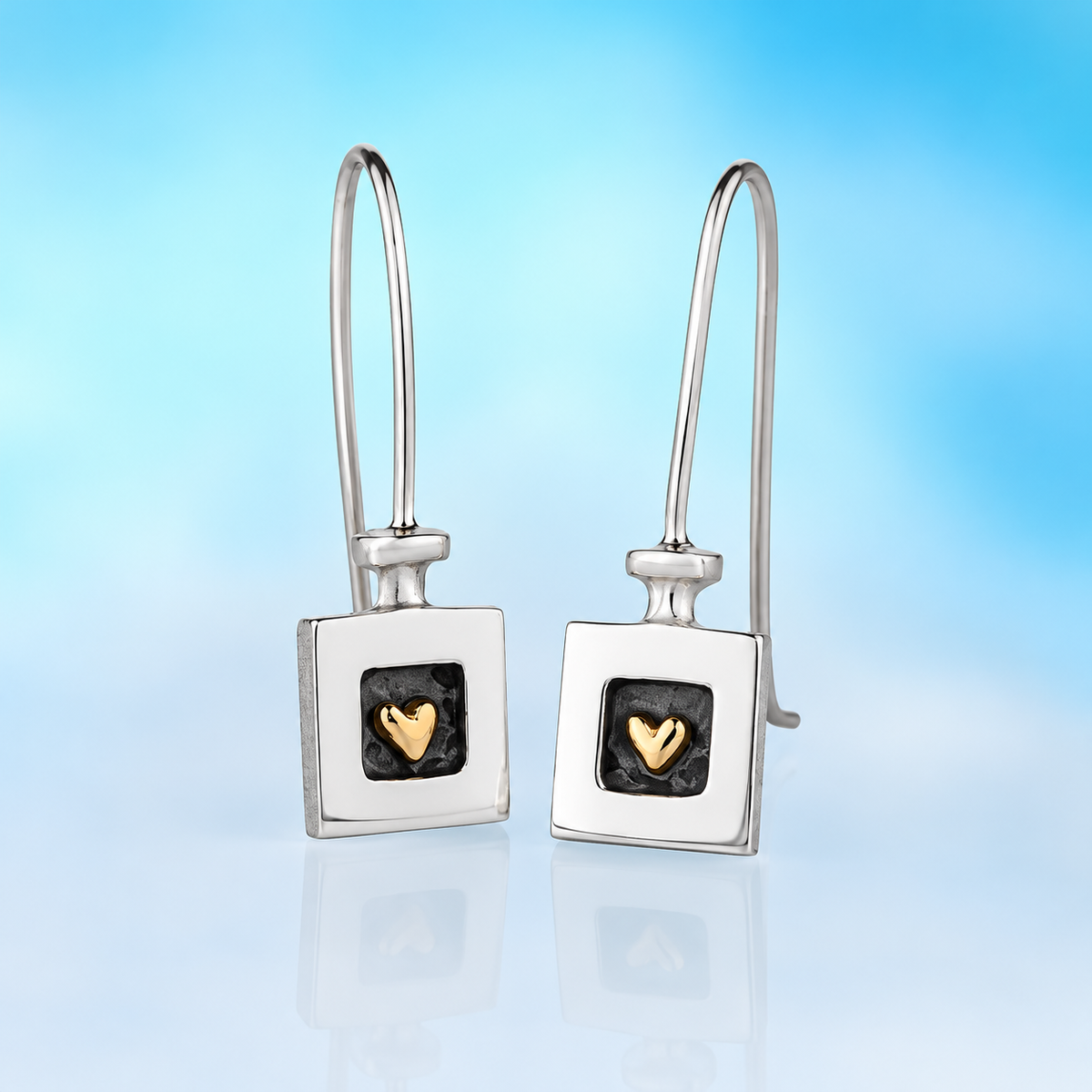 HEART OF GOLD DROP EARRINGS (Silver and Gold)