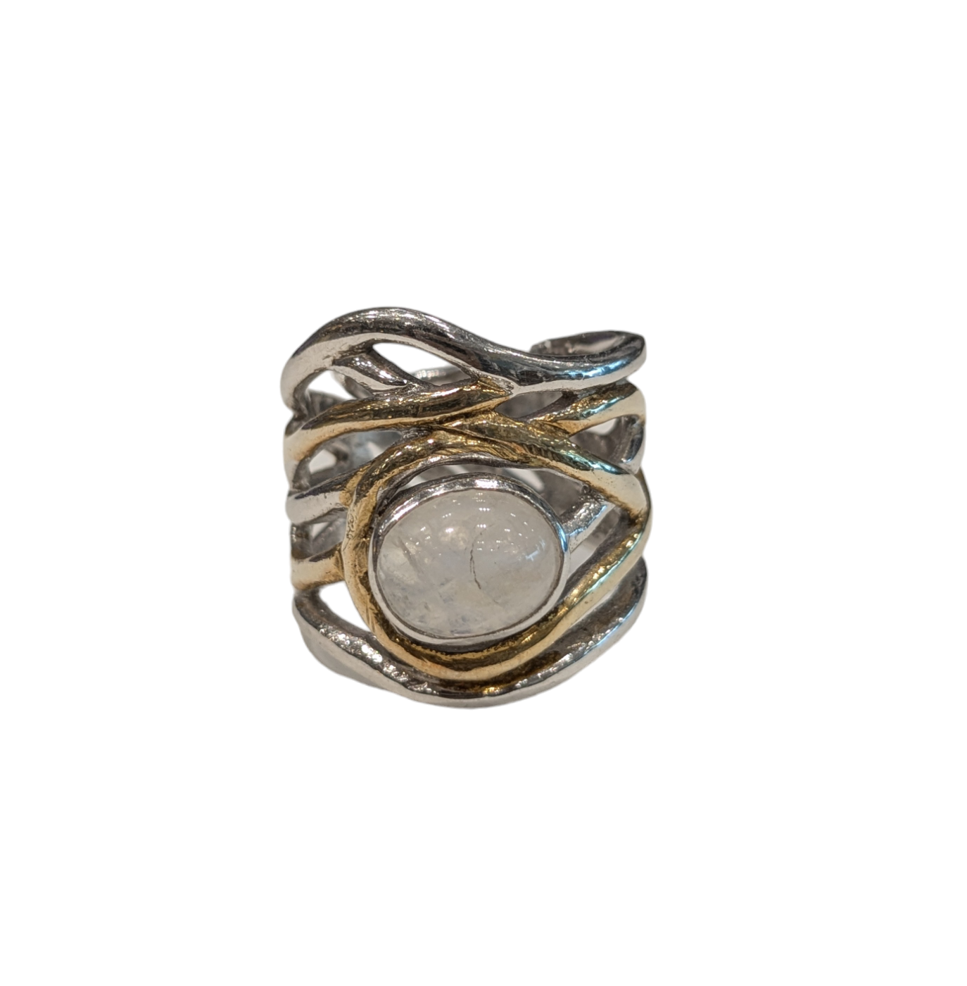Mayhem Ring with Moonstone - Solid Silver with Gold Plate