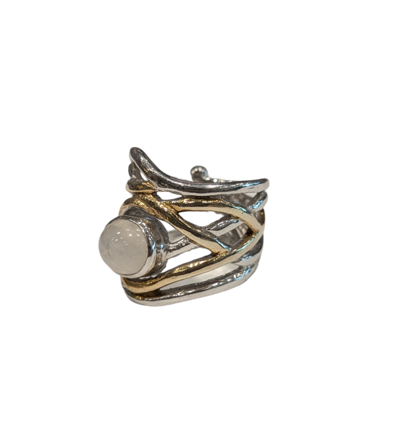 Mayhem Ring with Moonstone - Solid Silver with Gold Plate