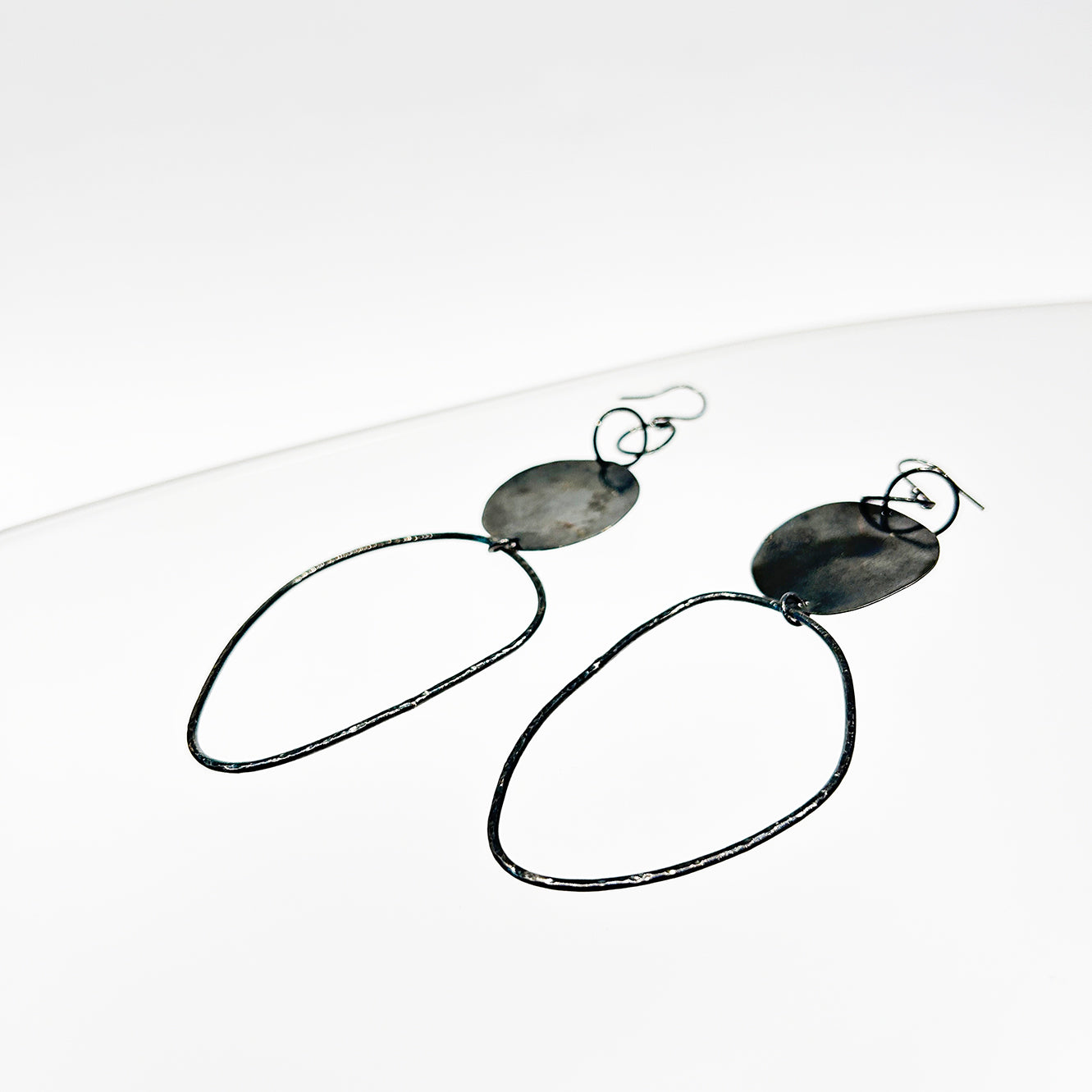 Big Pats - Oxidised Silver Large Drop Earrings