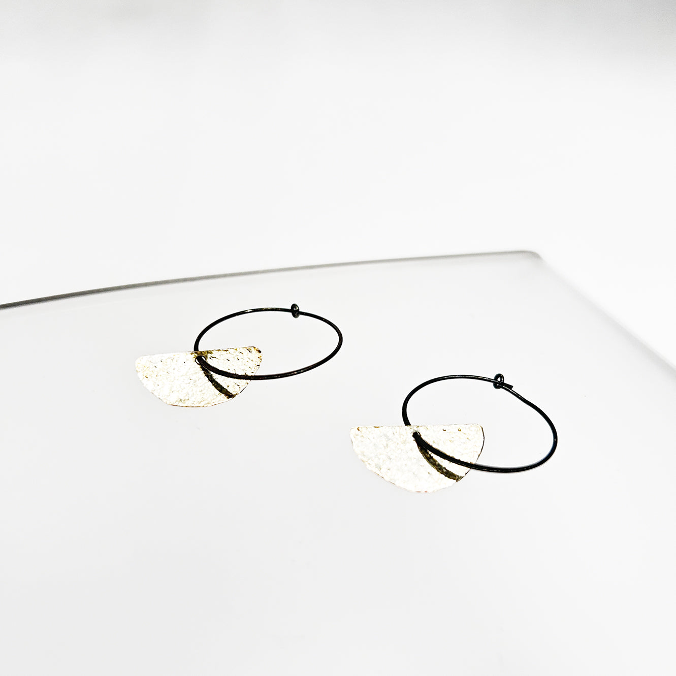Eclipse Hoop Earrings - Sterling Silver & Oxidised Silver