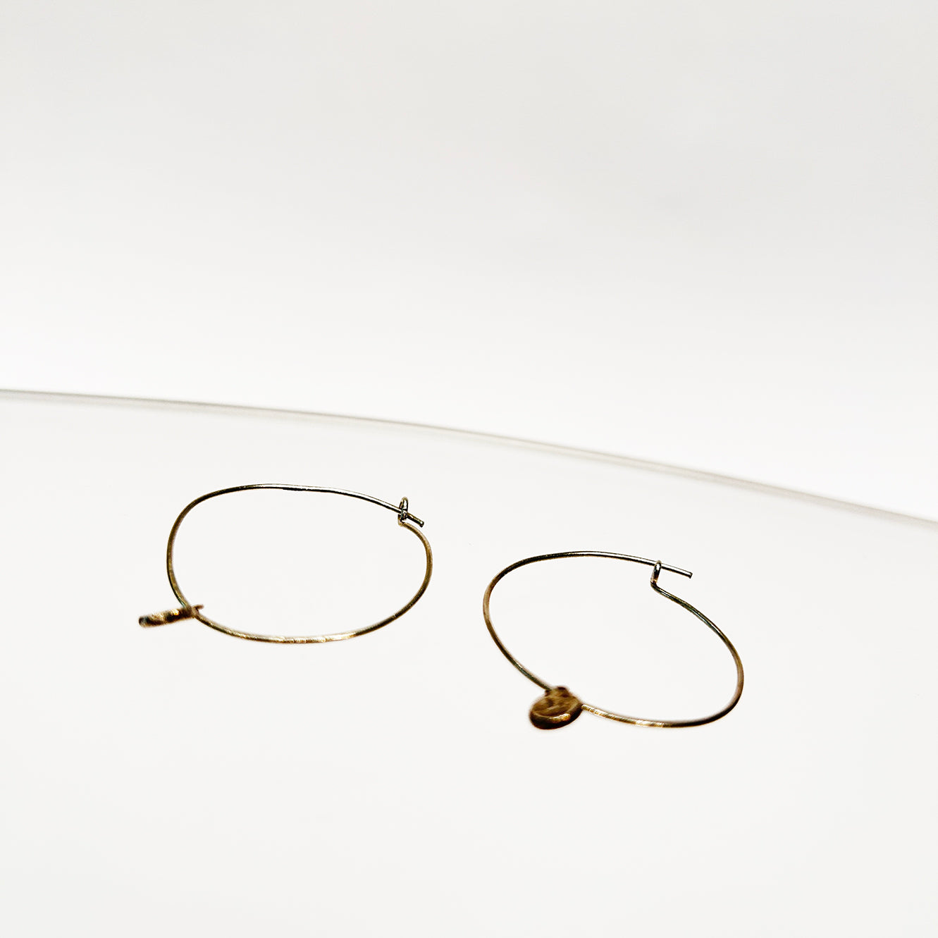 Hoop Earrings with Lead Mini Pendant - Sterling Silver