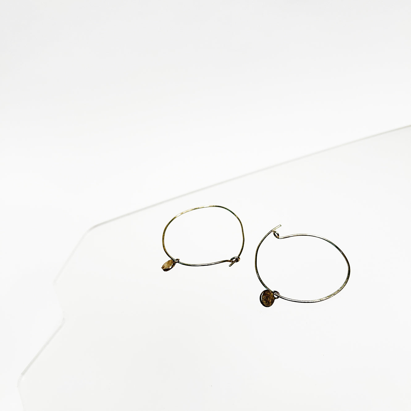 Hoop Earrings with Lead Mini Pendant - Sterling Silver