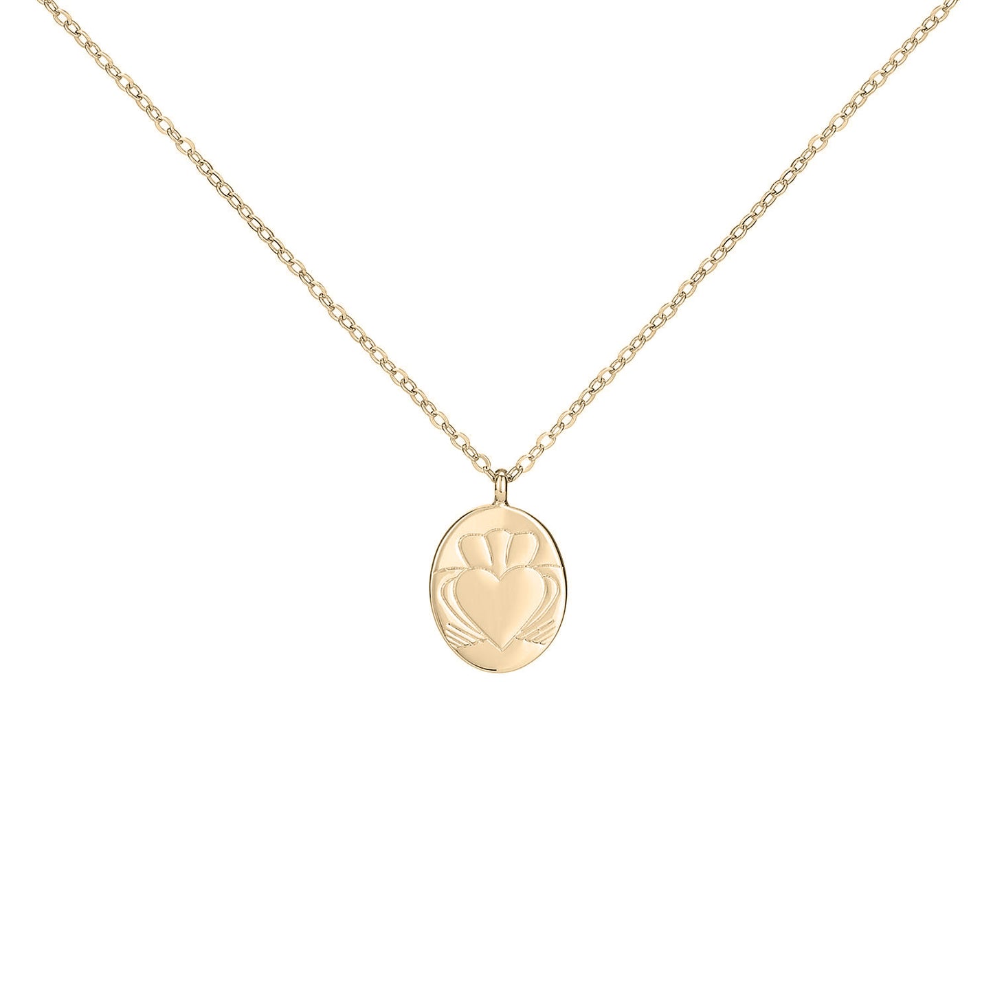 Heart Strong Coin Claddagh Necklace - Gold