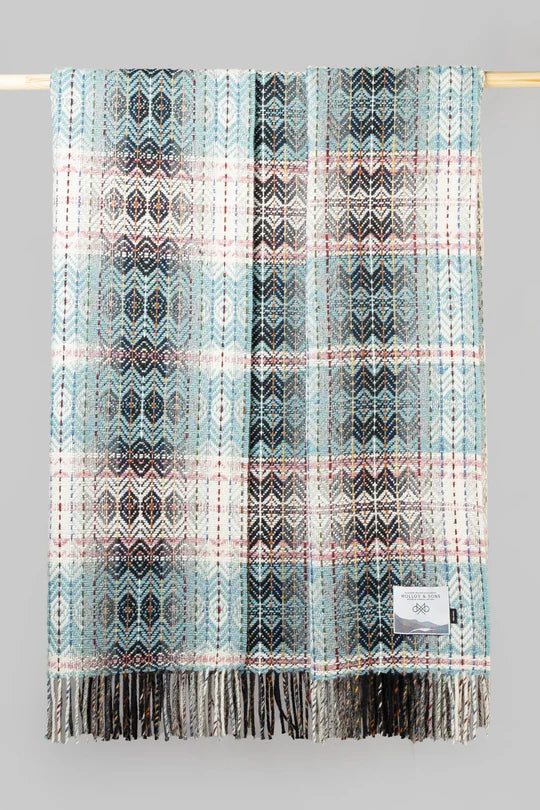 TEAL DIAMOND WEAVE THROW - Molloy & Sons Donegal Tweed