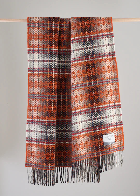ORANGE DIAMOND WEAVE THROW - Molloy & Sons Donegal Tweed