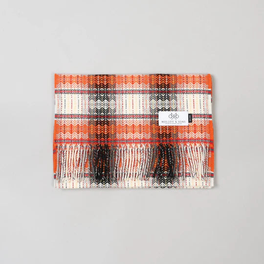 ORANGE FINE DIAMOND WEAVE SCARF - Molloy & Sons Donegal Tweed