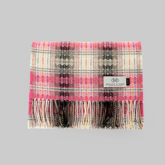 PINK FINE DIAMOND WEAVE SCARF - Molloy & Sons Donegal Tweed
