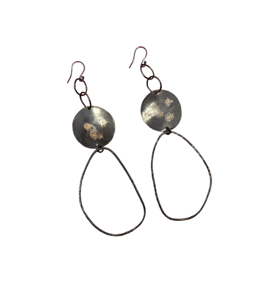 Big Pats - Oxidised Silver Large Drop Earrings
