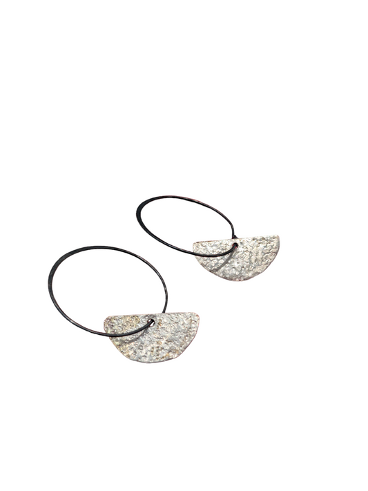 Eclipse Hoop Earrings - Sterling Silver & Oxidised Silver