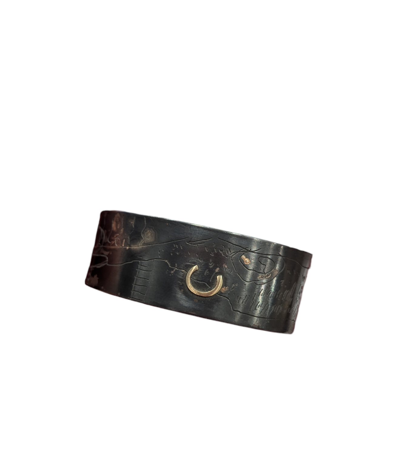 Oxidised Silver Gold Etched Cuff