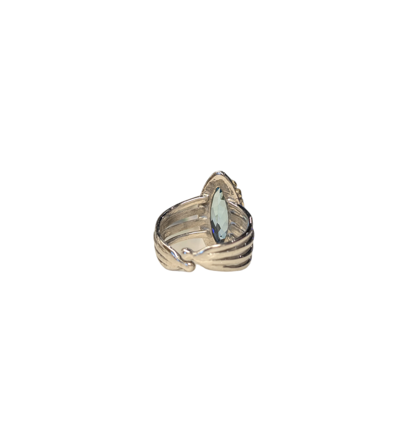 Tulip Ring with Blue Topaz - Solid Silver