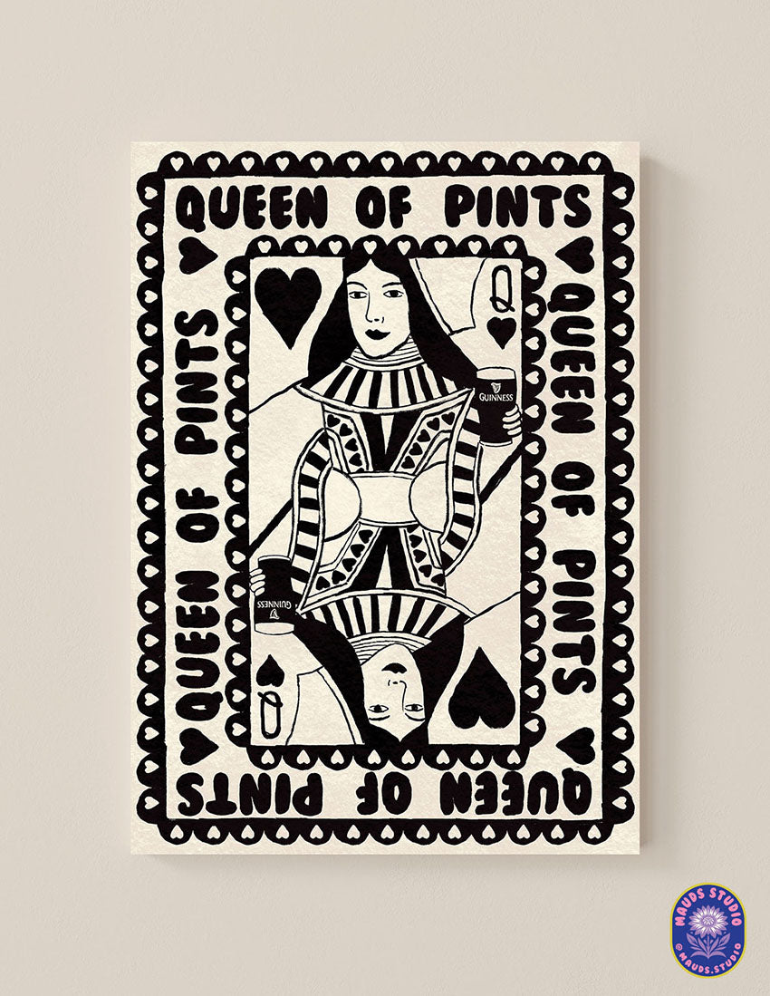 Queen of Pints (Black & White) - Paper Print