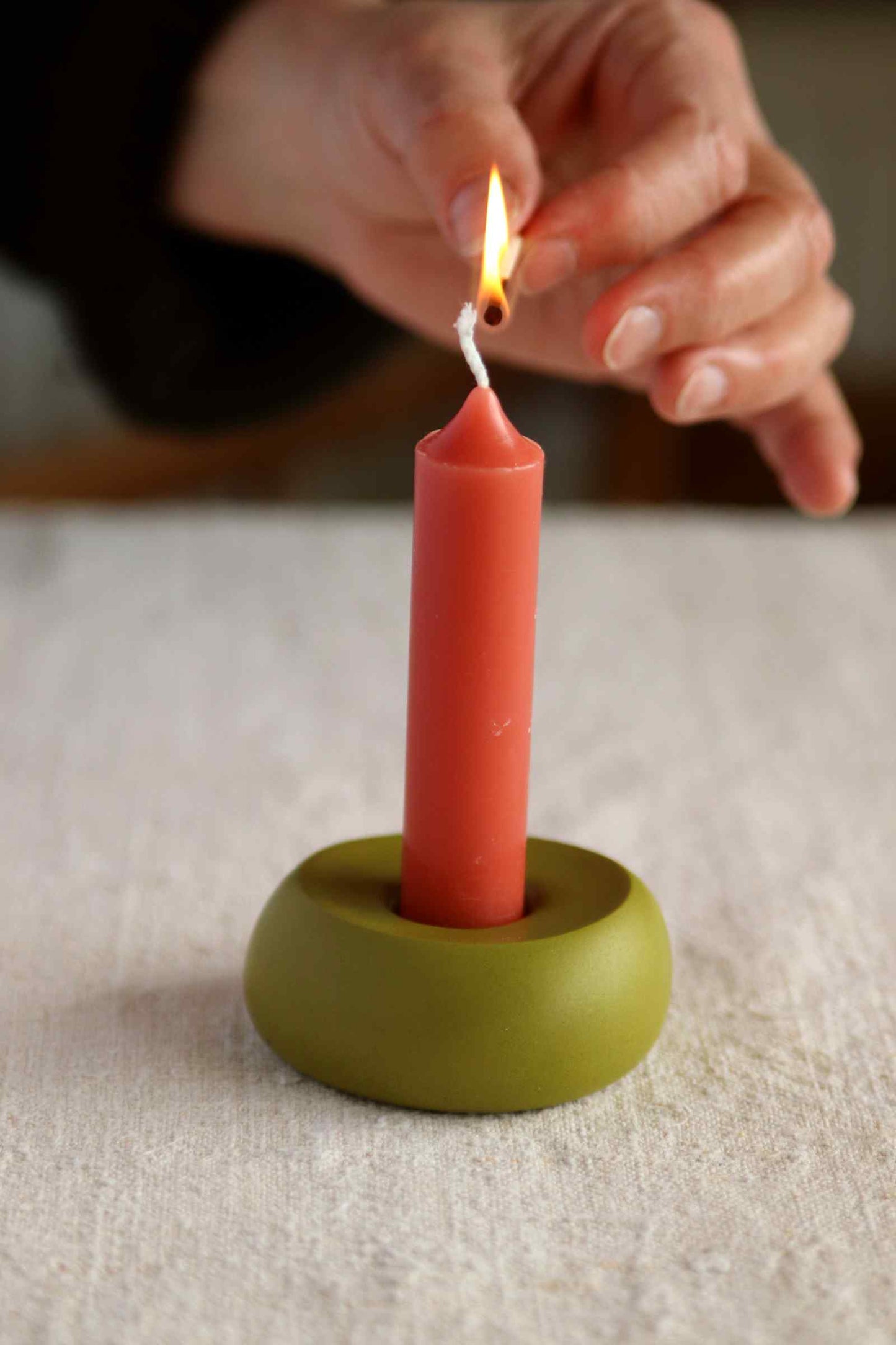 Short Candle Holder (Olive Collection) - Skwid Studio