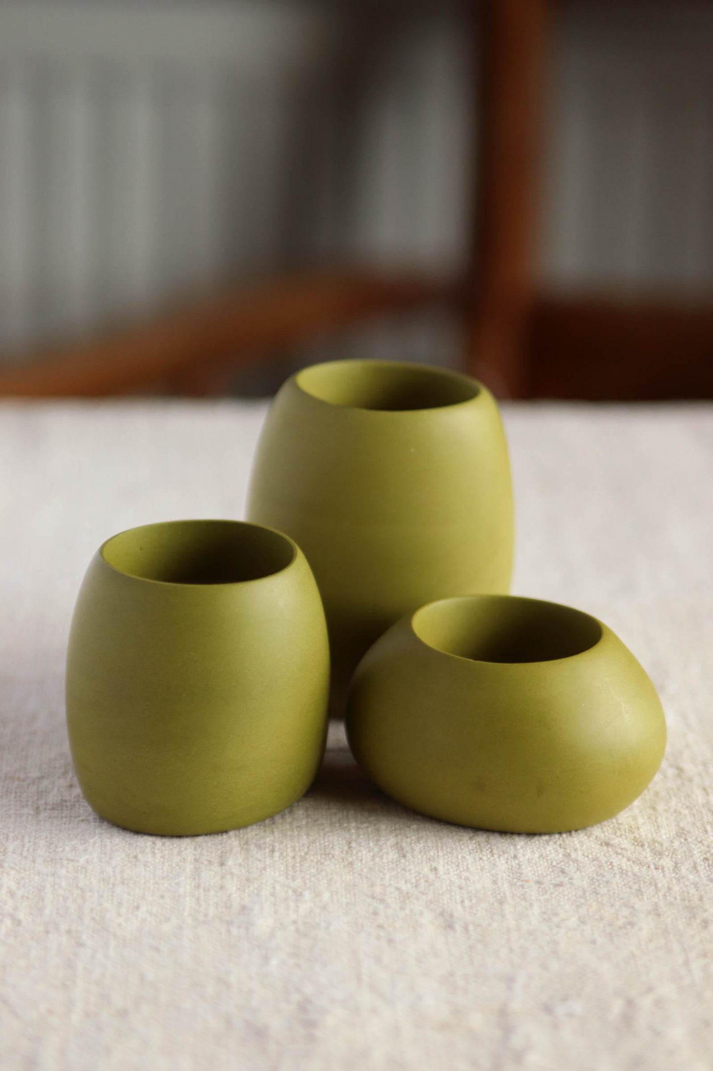 Oval Tealight Holder (Olive Green Collection) - Skwid Studio