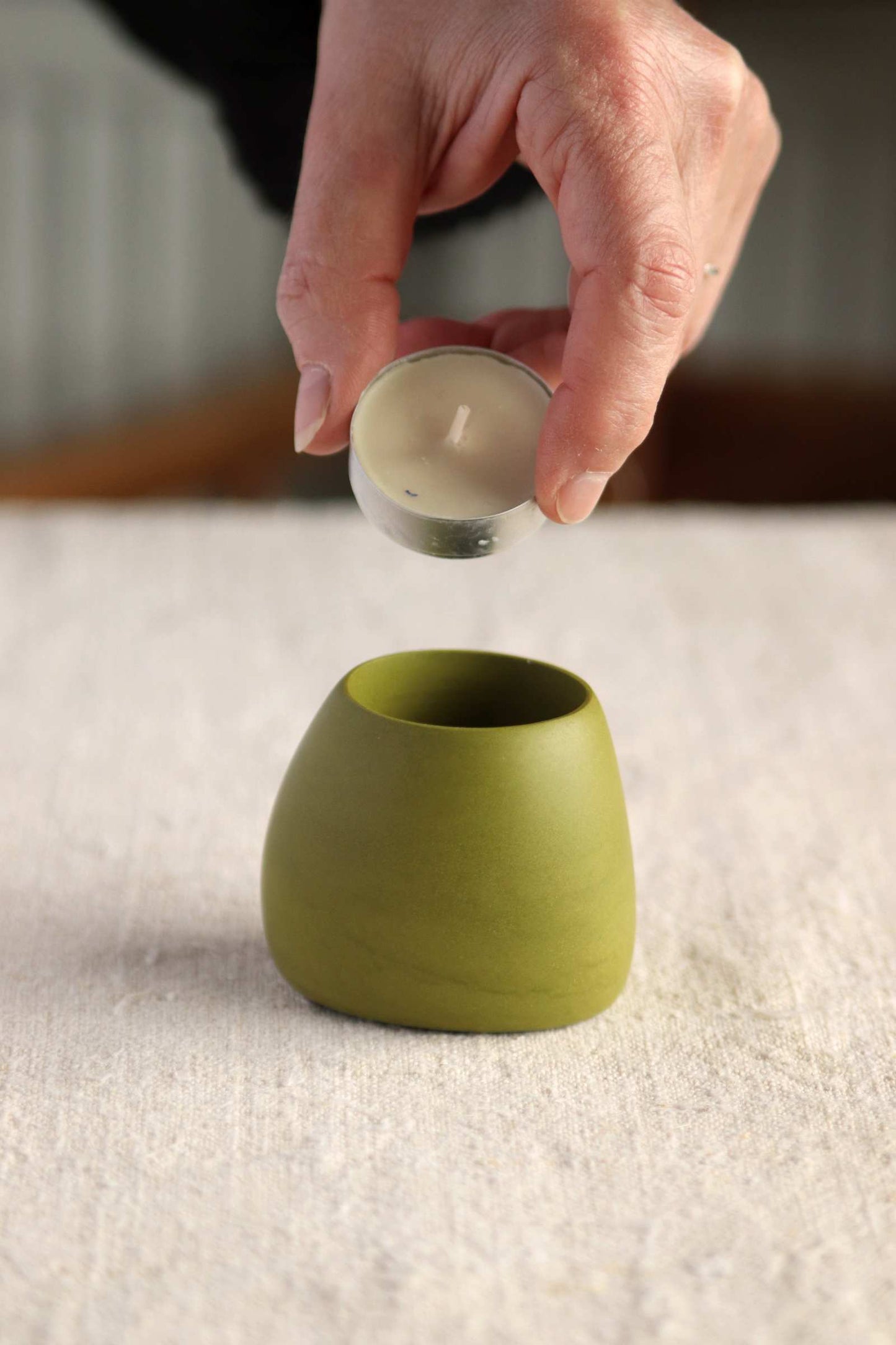 Tealight Holder (Olive Green Collection) - Skwid Studio