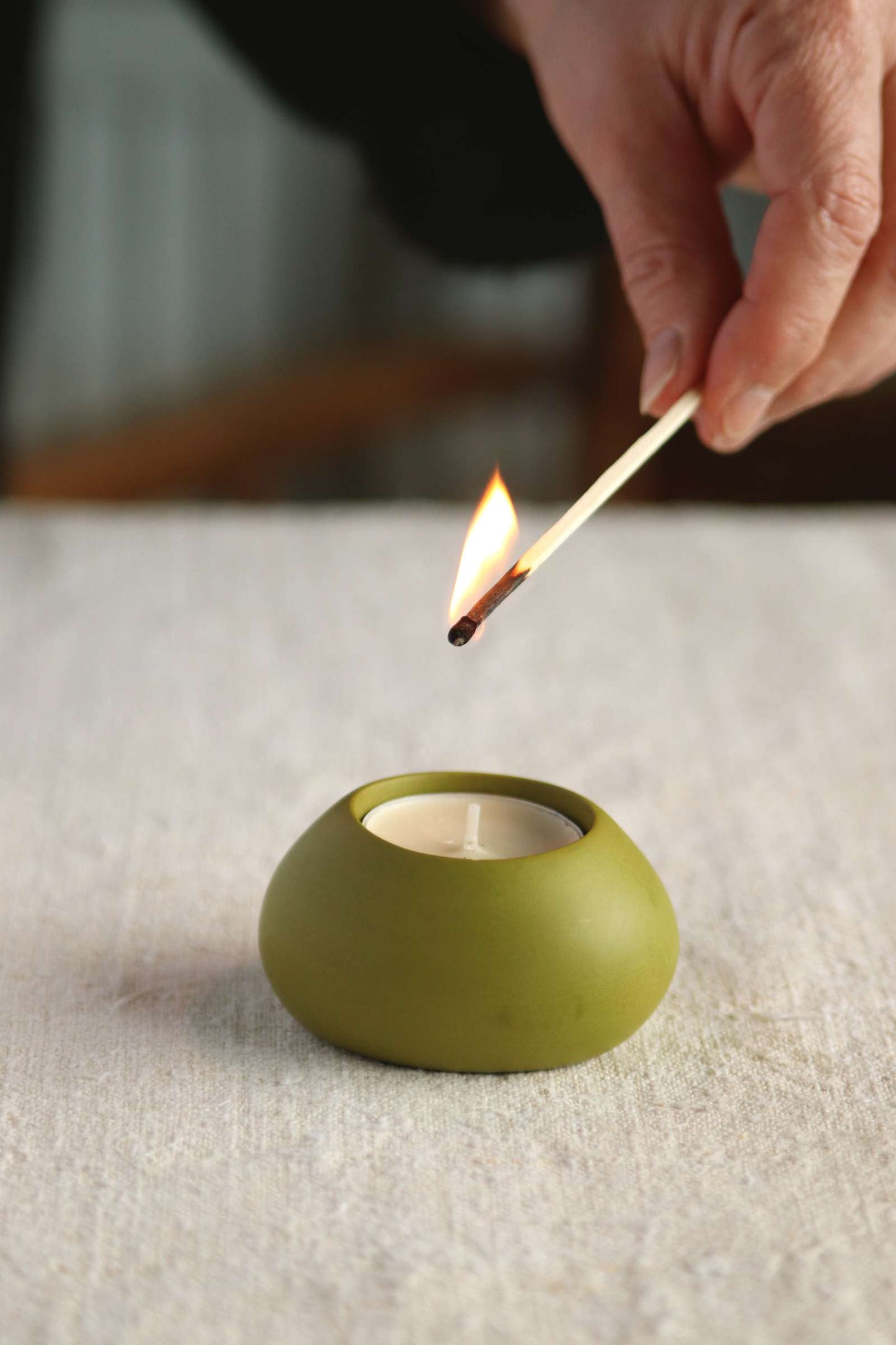 Squat Tealight Holder (Olive Green Collection) - Skwid Studio