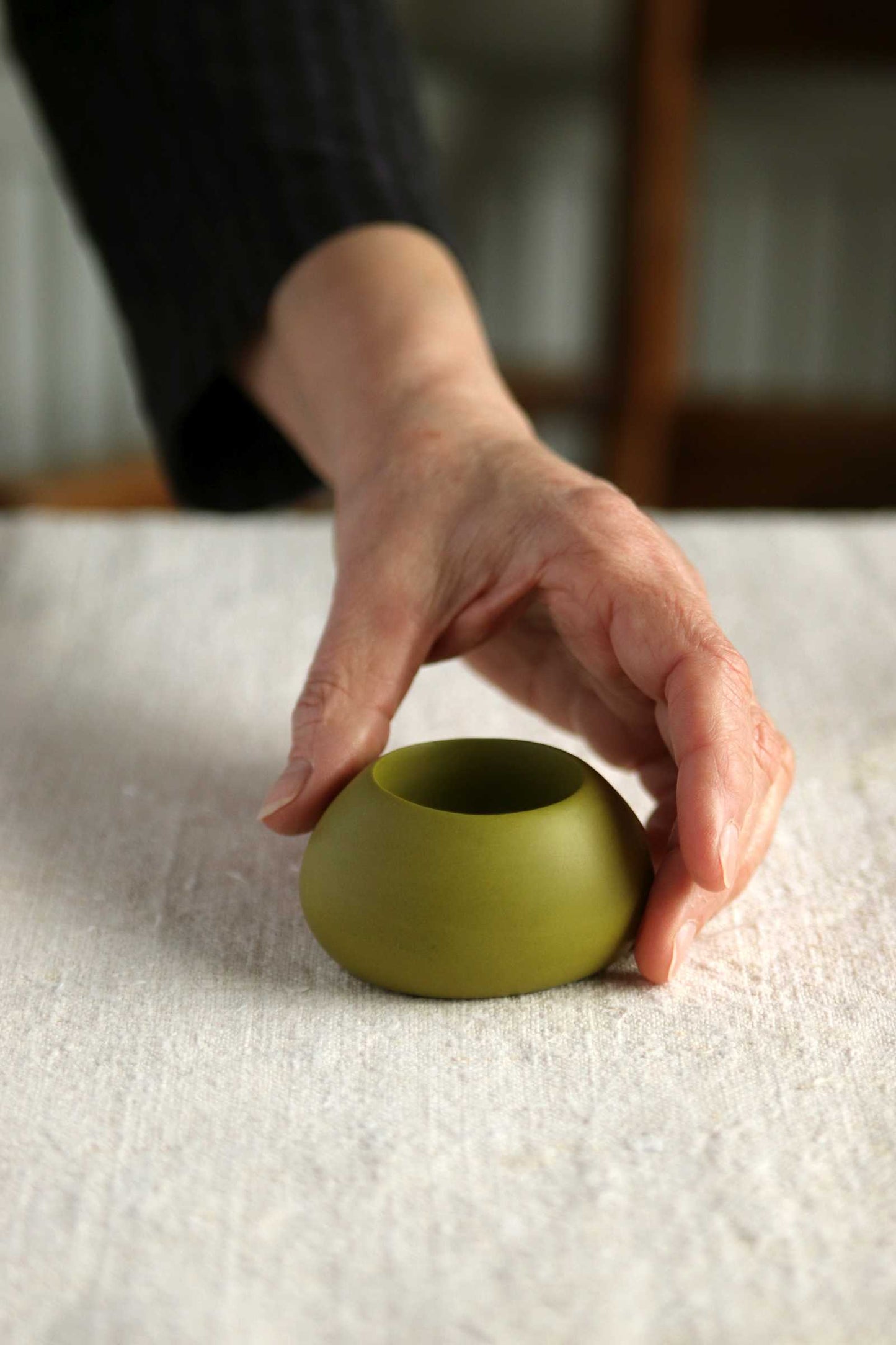 Squat Tealight Holder (Olive Green Collection) - Skwid Studio