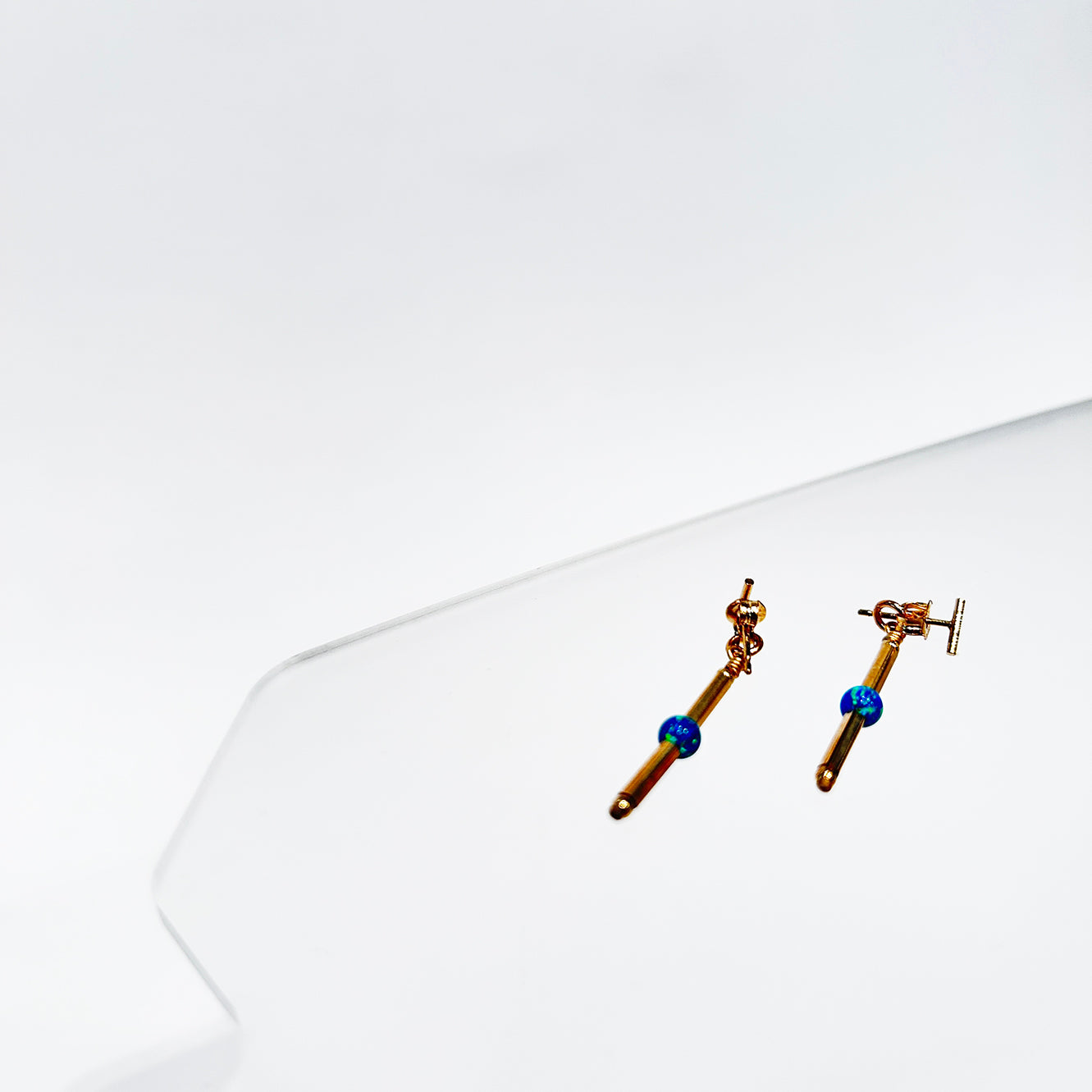 14kt Goldfill Opal Ocean Linear Earrings (Short)