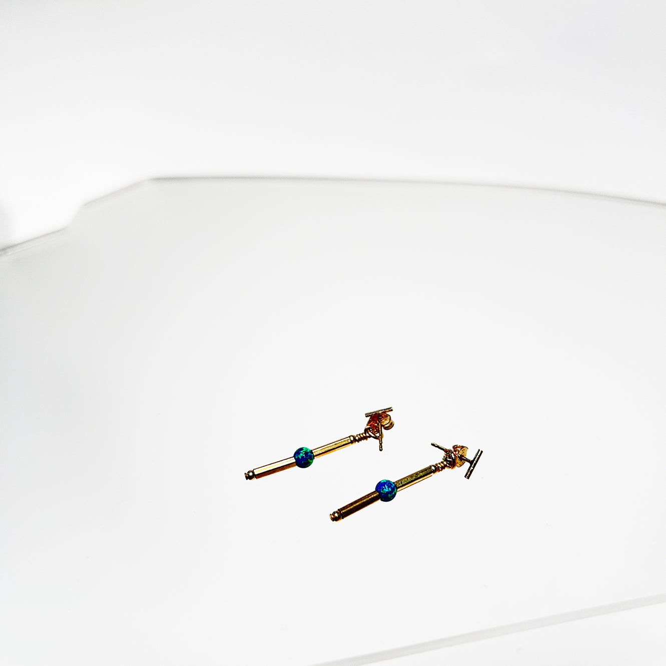 14kt Goldfill Opal Ocean Linear Earrings (Short)