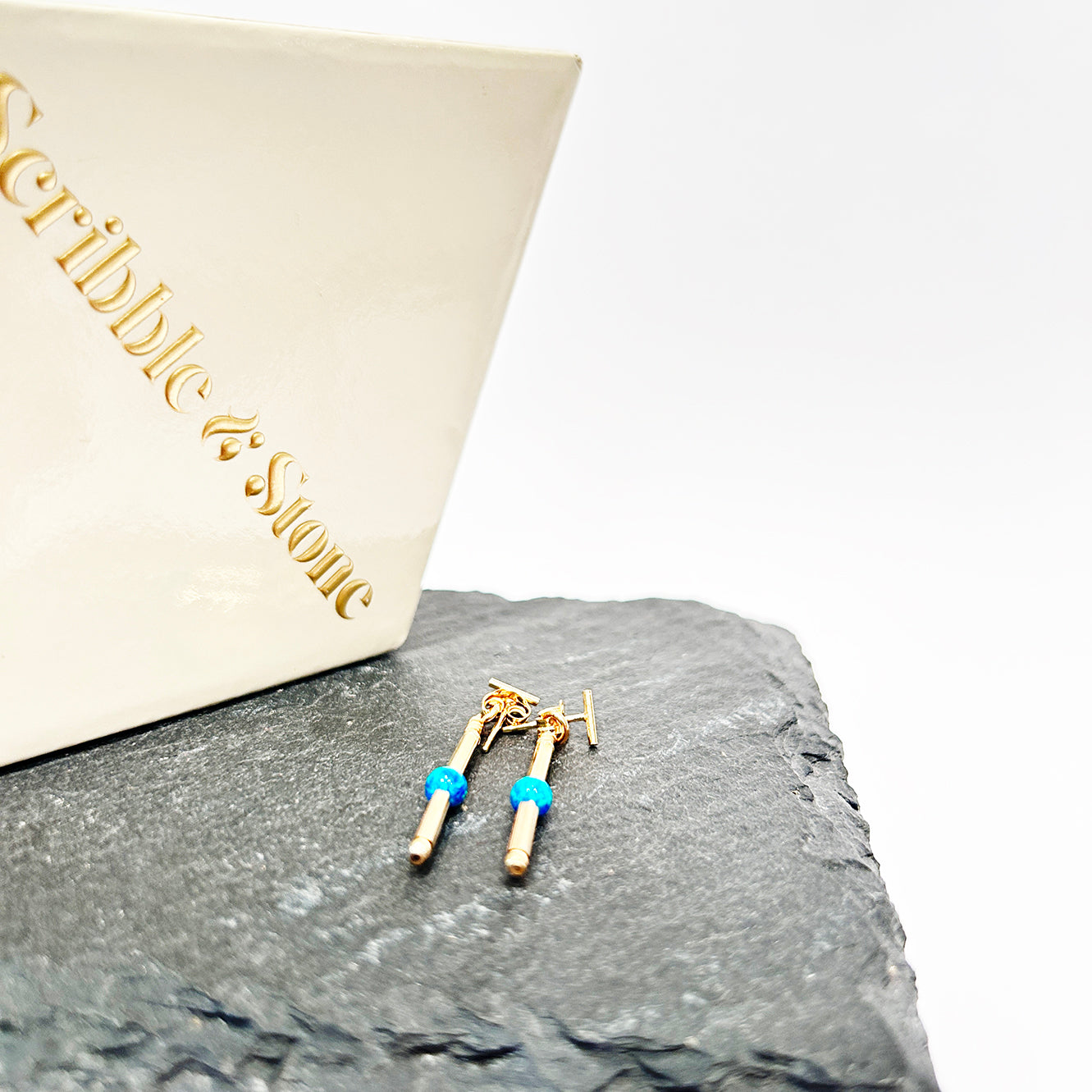 14kt Goldfill Opal Ocean Linear Earrings (Short)