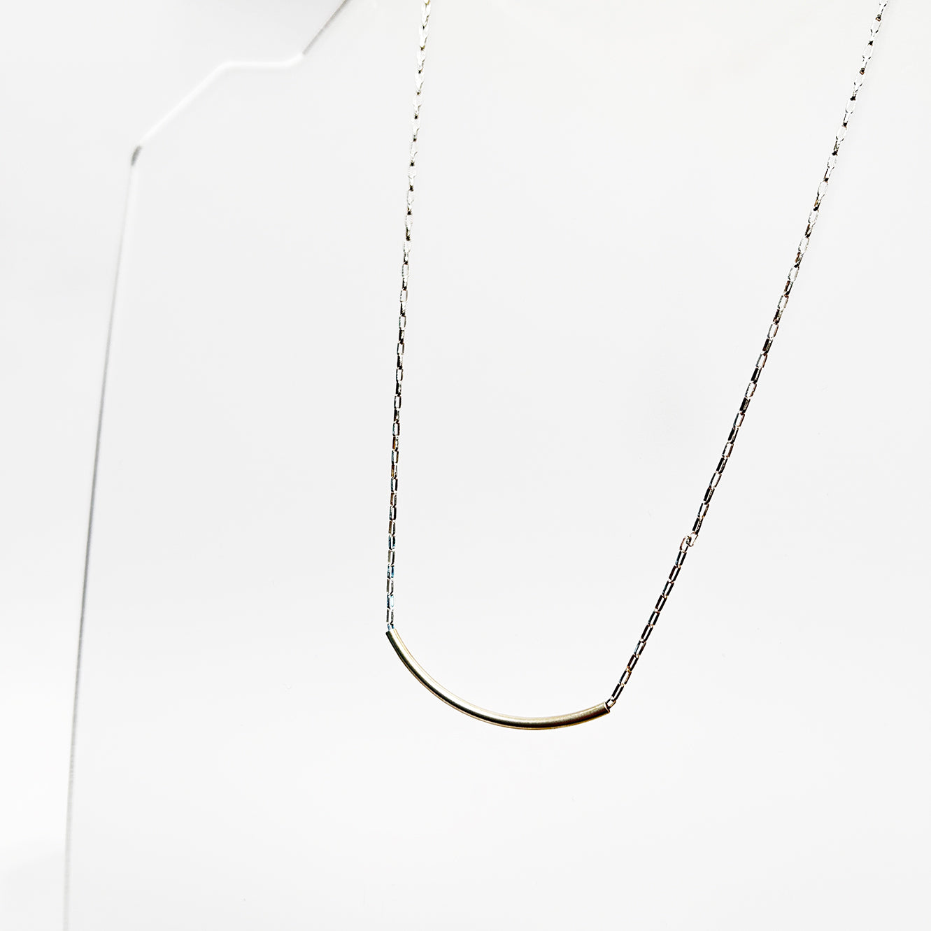 Silver Crescent Pendant - Link Chain