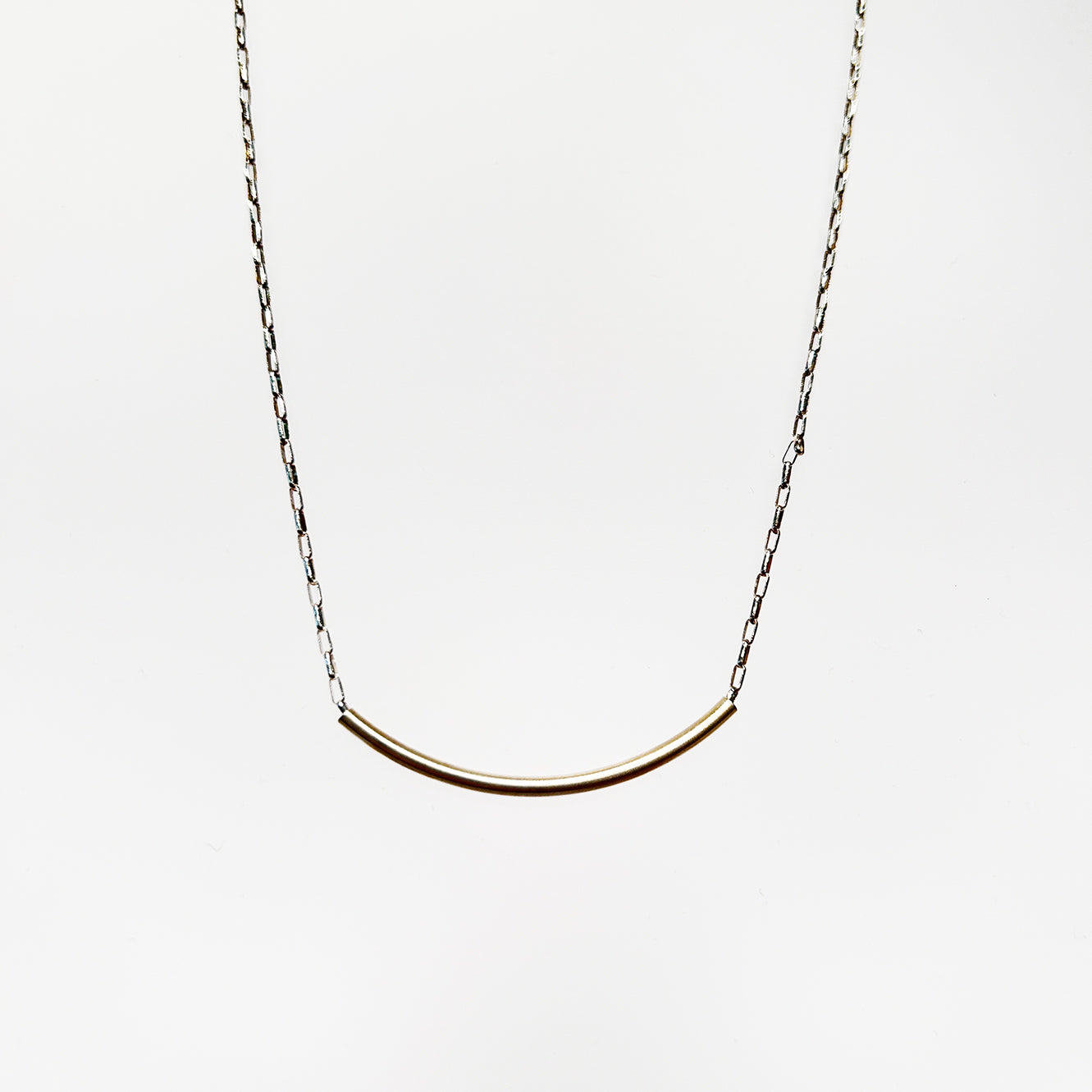 Silver Crescent Pendant - Link Chain