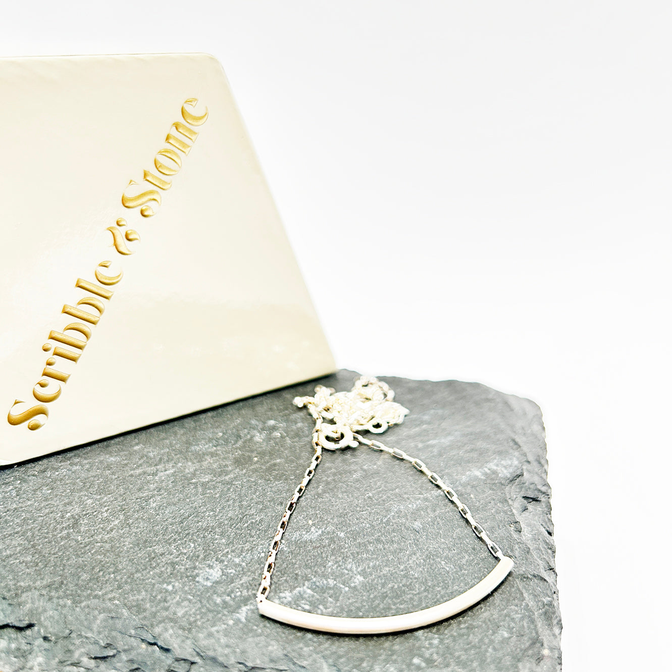 Silver Crescent Pendant - Link Chain