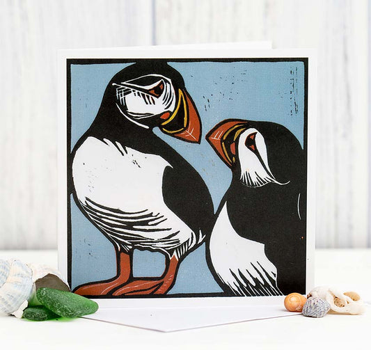 Two Puffins - Greeting Card