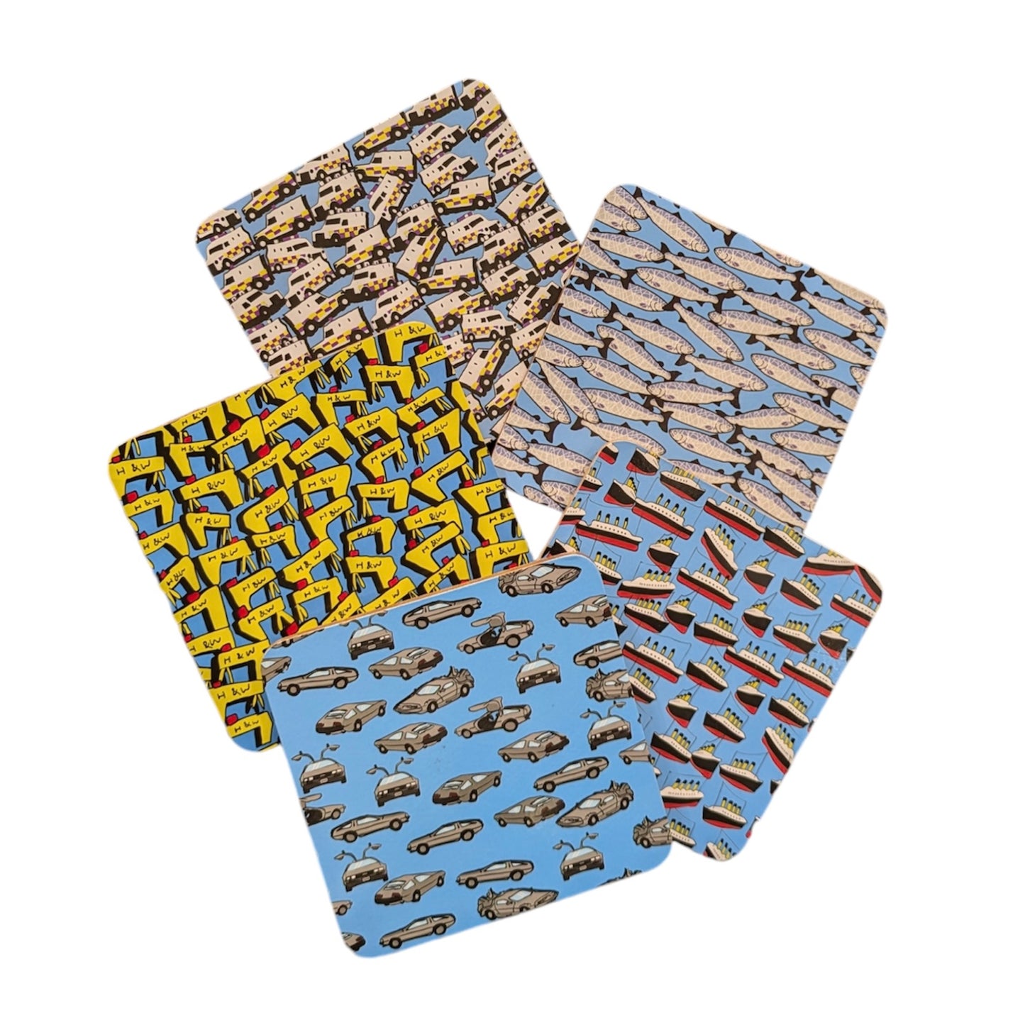Belfast Coasters - choose from H&W, Titanic, Big Fish, PSNI, DeLorean