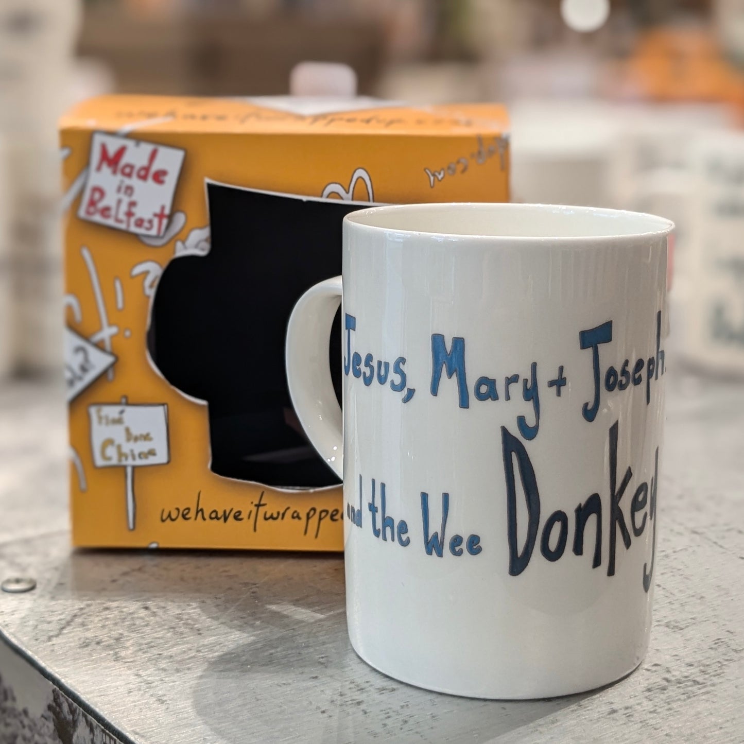 Jesus, Mary & Joseph. And the wee Donkey - A Cheeky Nod to Line of Duty. Bone China Mug