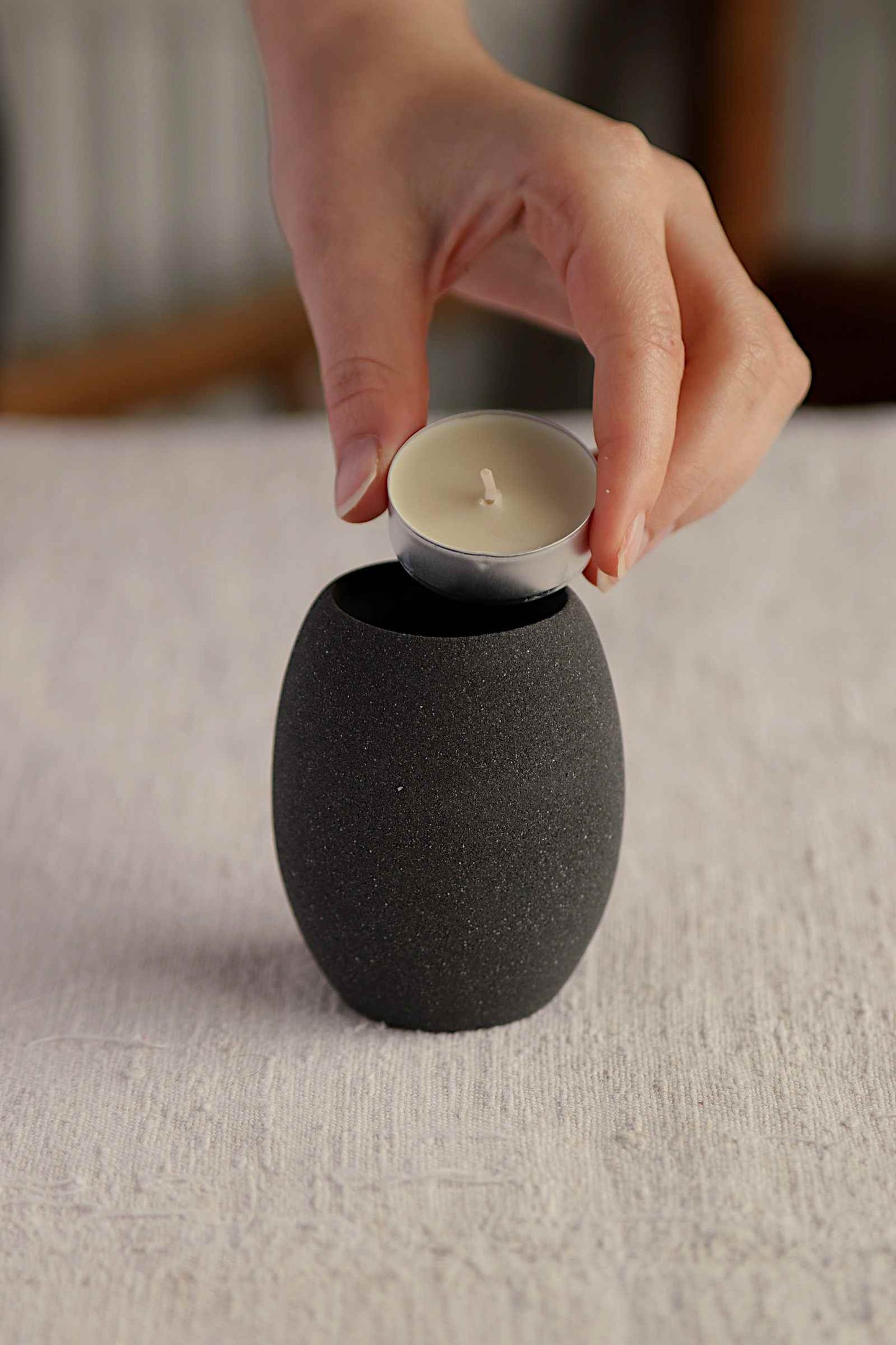 Oval Tealight Holder (Charcoal Collection) - Skwid Studio