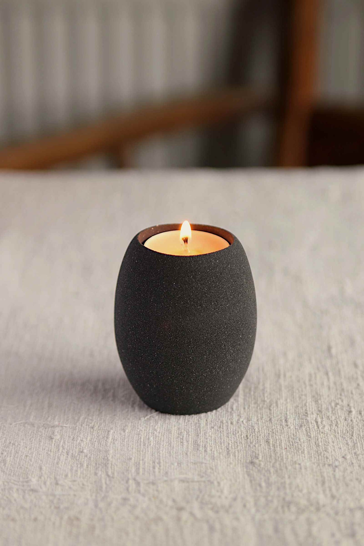 Oval Tealight Holder (Charcoal Collection) - Skwid Studio