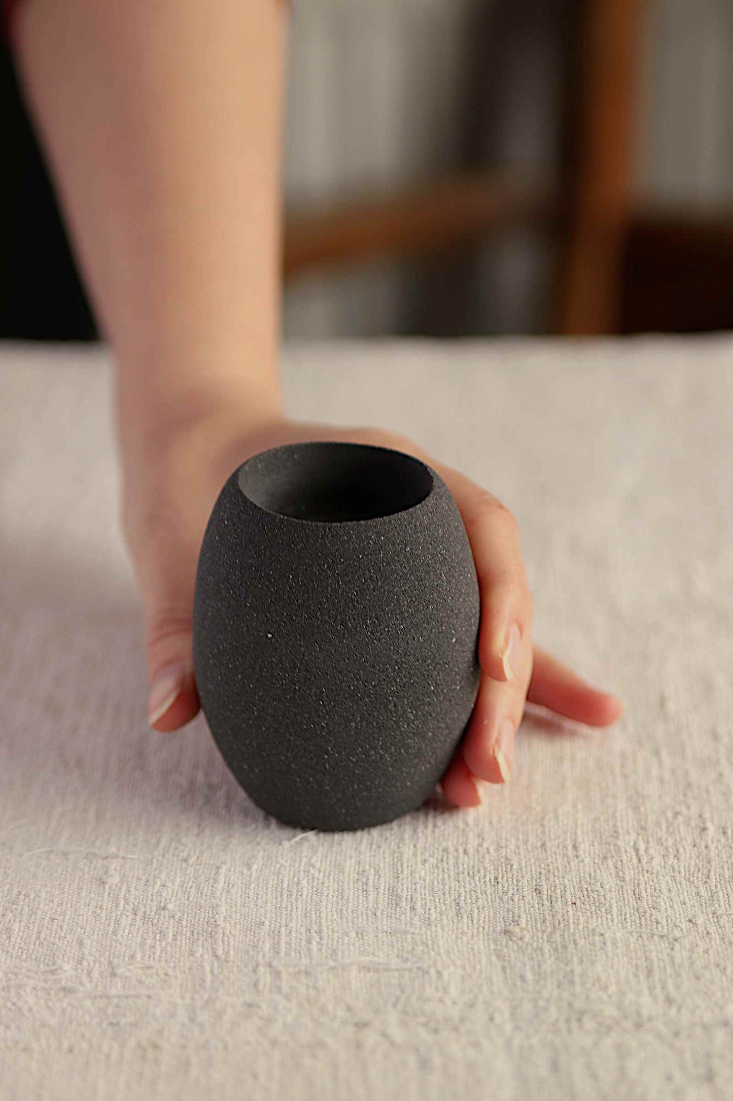 Oval Tealight Holder (Charcoal Collection) - Skwid Studio