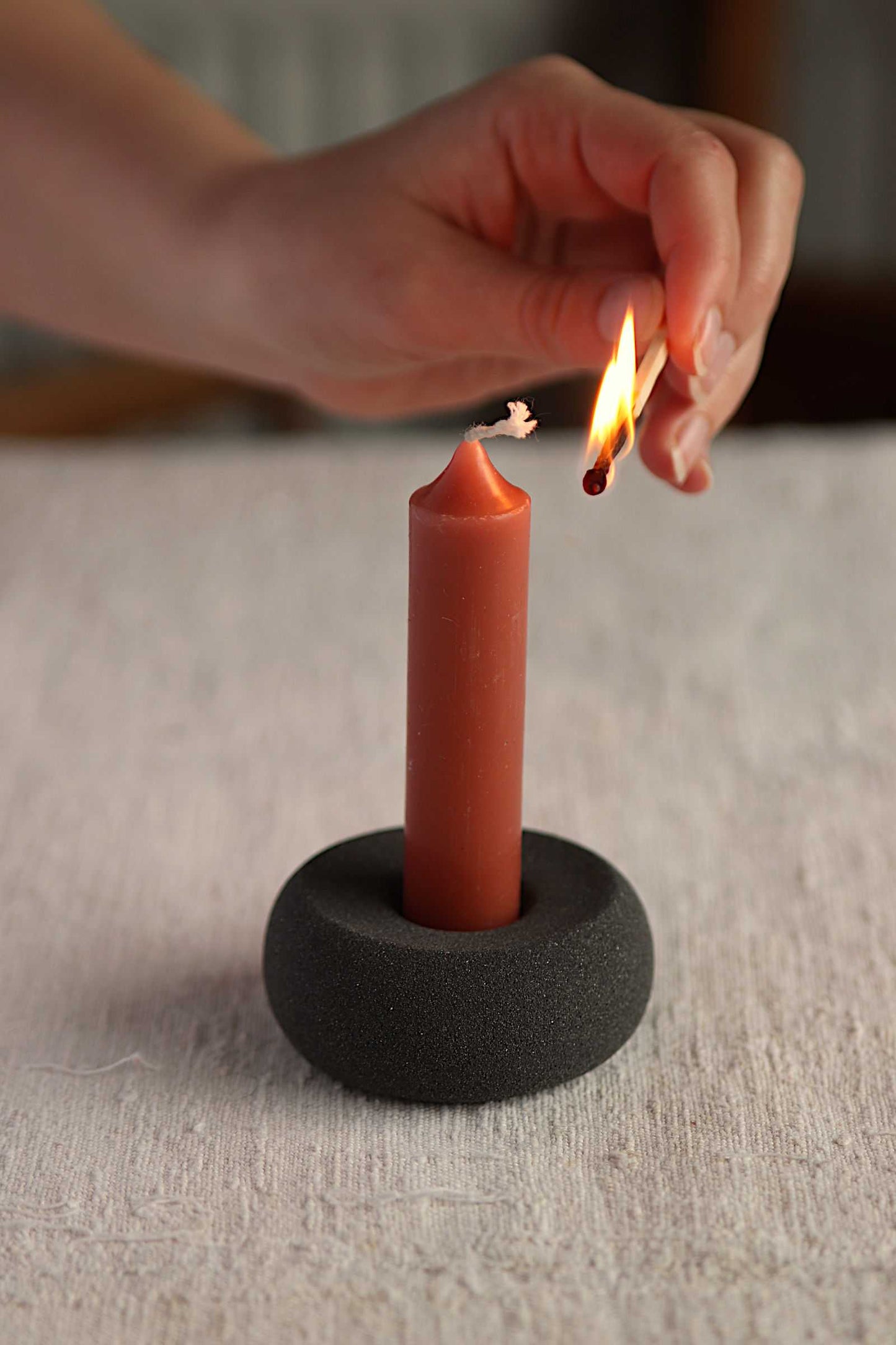 Short Candle Holder (Charcoal Collection) - Skwid Studio