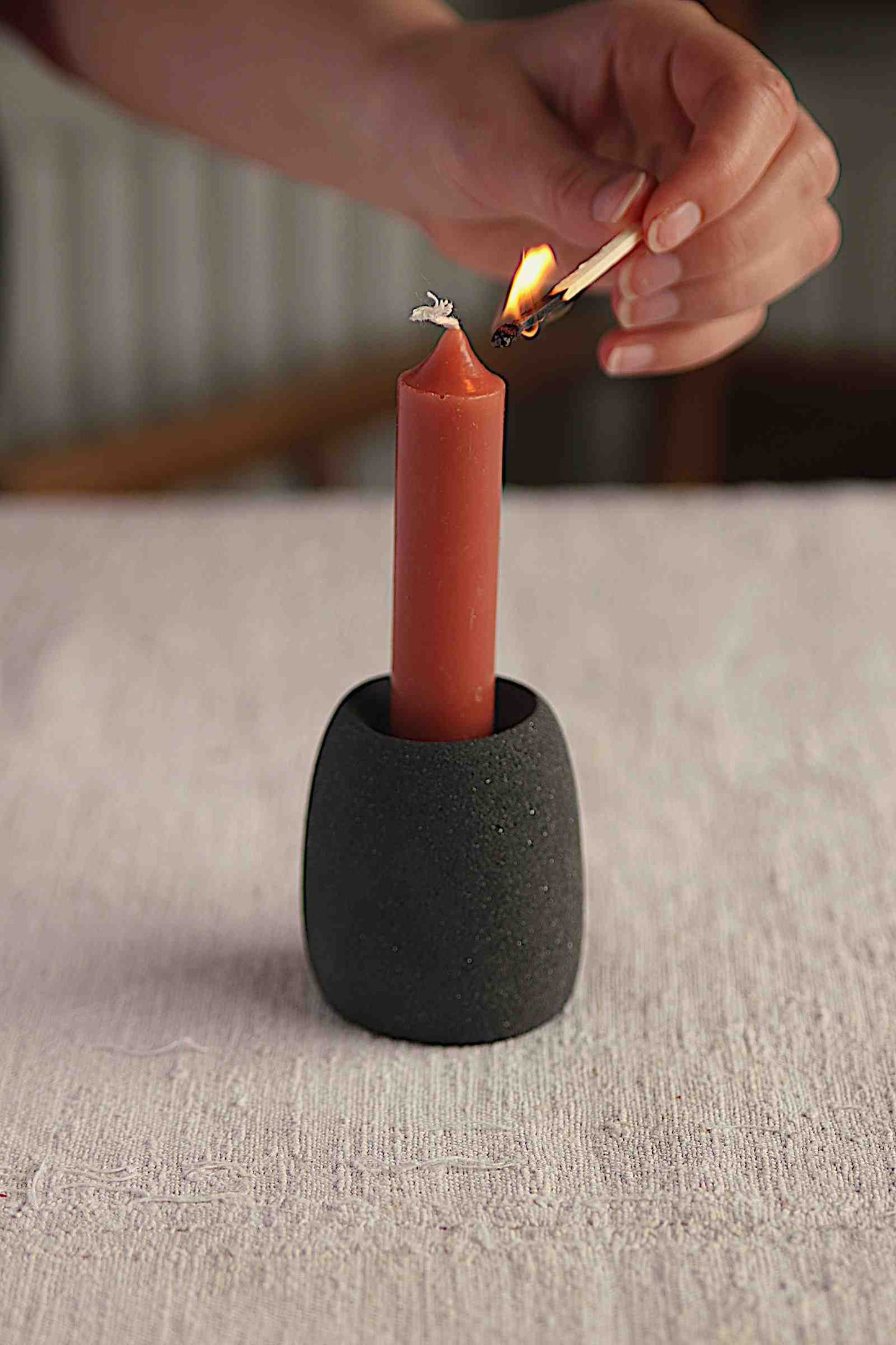Tall Candle Holder (Charcoal Collection) - Skwid Studio