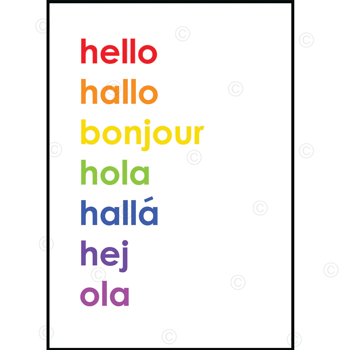 HELLO - Contemporary Cool Paper Aluminium Poster Print Art for the Home