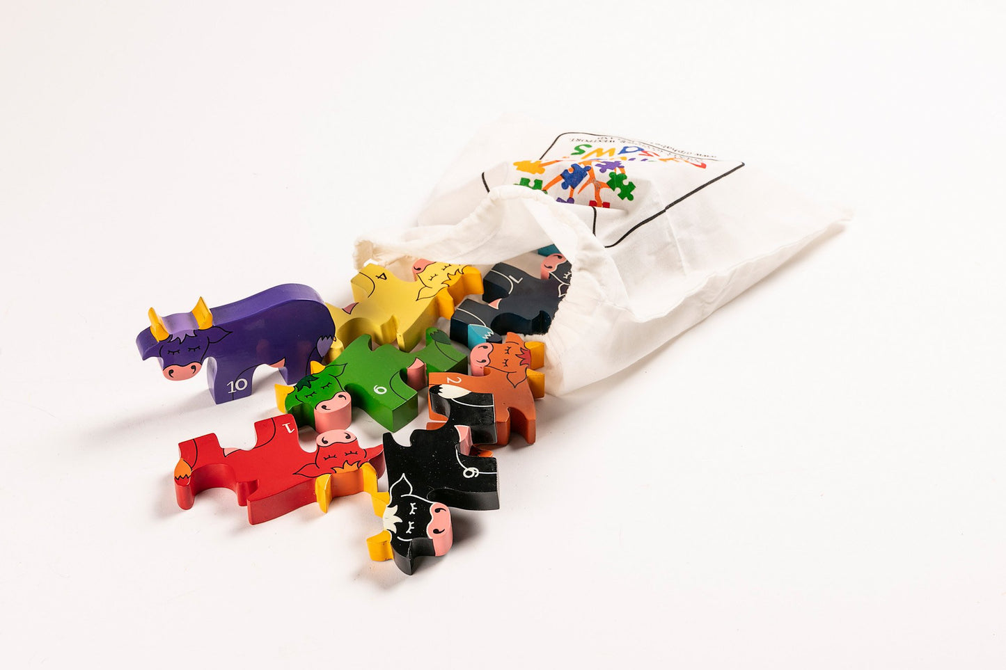 COW ROW - Wooden Number Jigsaw Puzzle