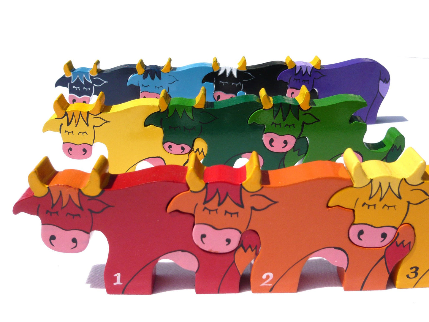 COW ROW - Wooden Number Jigsaw Puzzle