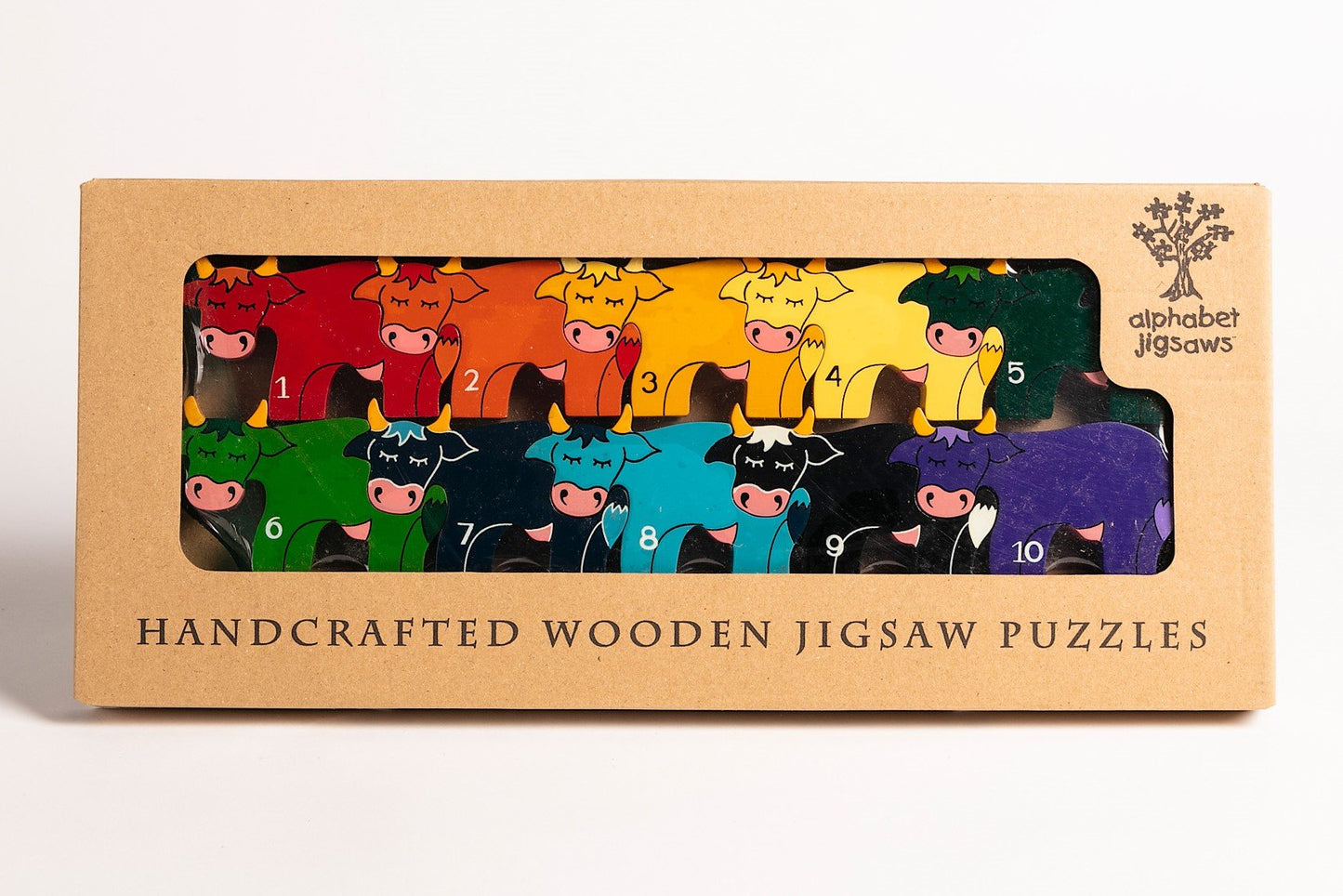 COW ROW - Wooden Number Jigsaw Puzzle