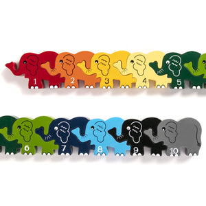ELEPHANT ROW - Wooden Number Jigsaw Puzzle