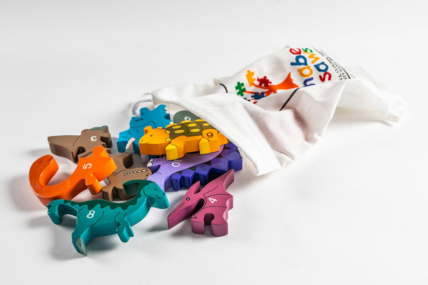 DINO ROW - Wooden Number Jigsaw Puzzle
