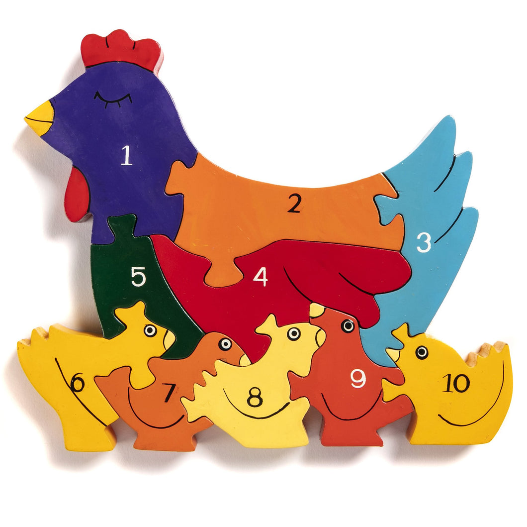 HEN - Wooden Number Jigsaw Puzzle
